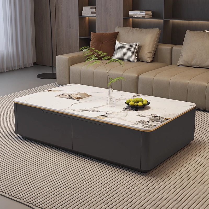 岩板黑色高级感客厅家用茶几