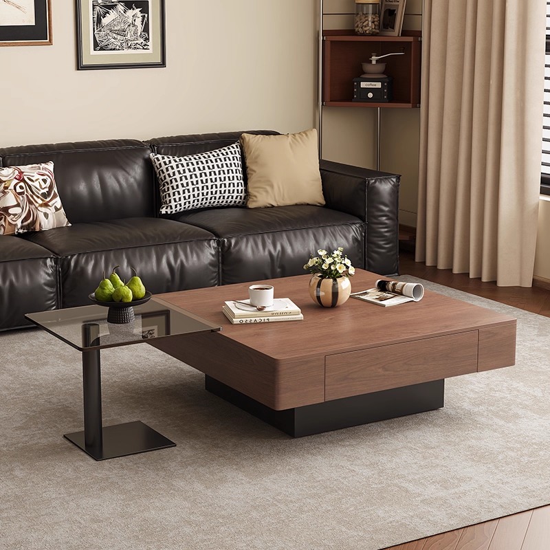 方形实木茶几中古风小户型