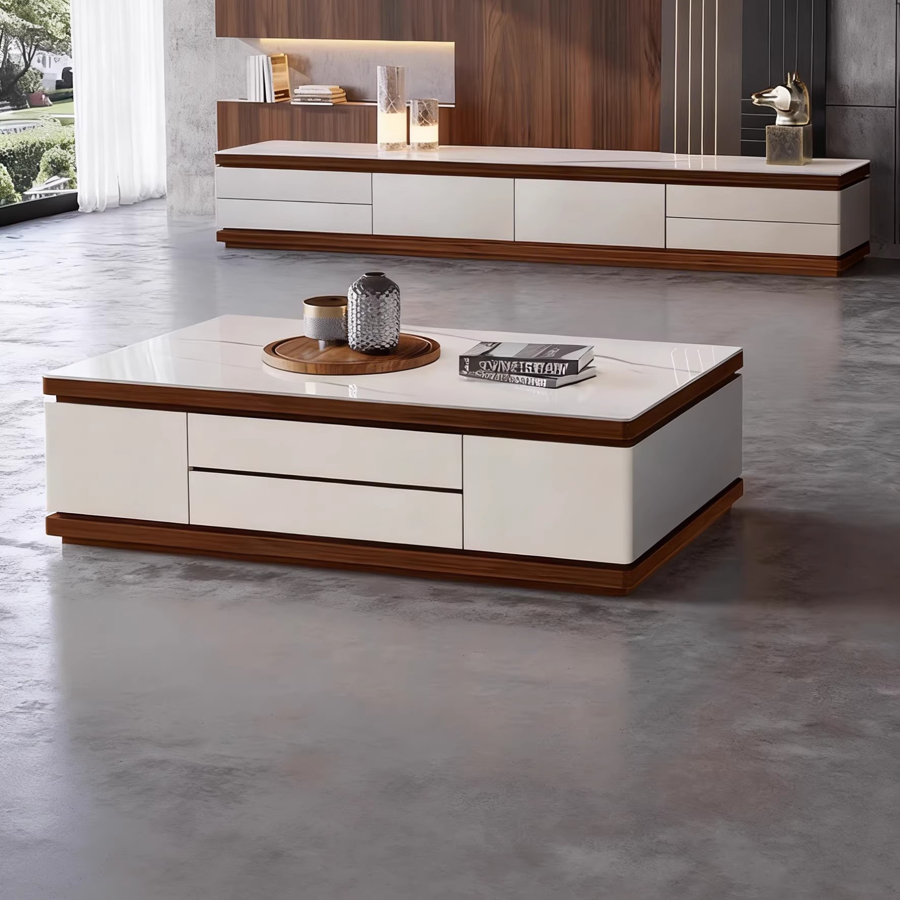 中古岩板茶几电视柜现代简约轻奢