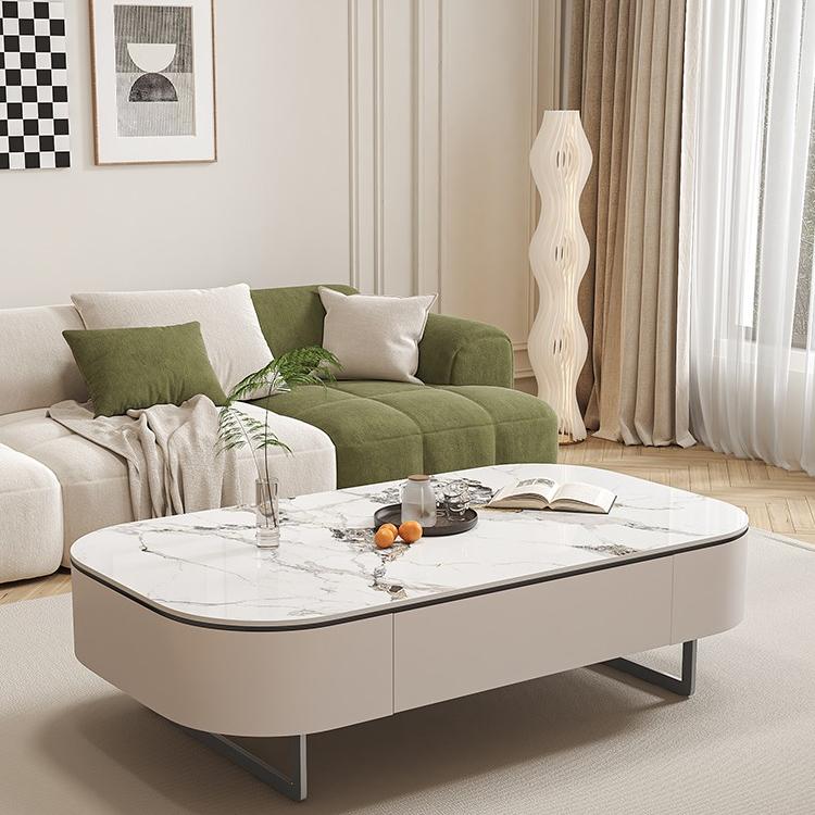 顶匠岩板极简轻奢奶油风茶几