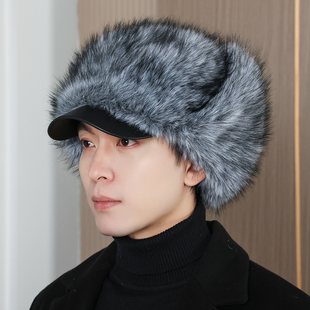 全毛仿狐狸毛帽子男女款霸王帽雷锋帽东北冬季护耳保暖仿狐狸貉子