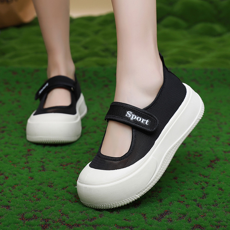 2025夏季新款透气舒适女网鞋软底厚底时尚百搭网面中老年妈妈鞋