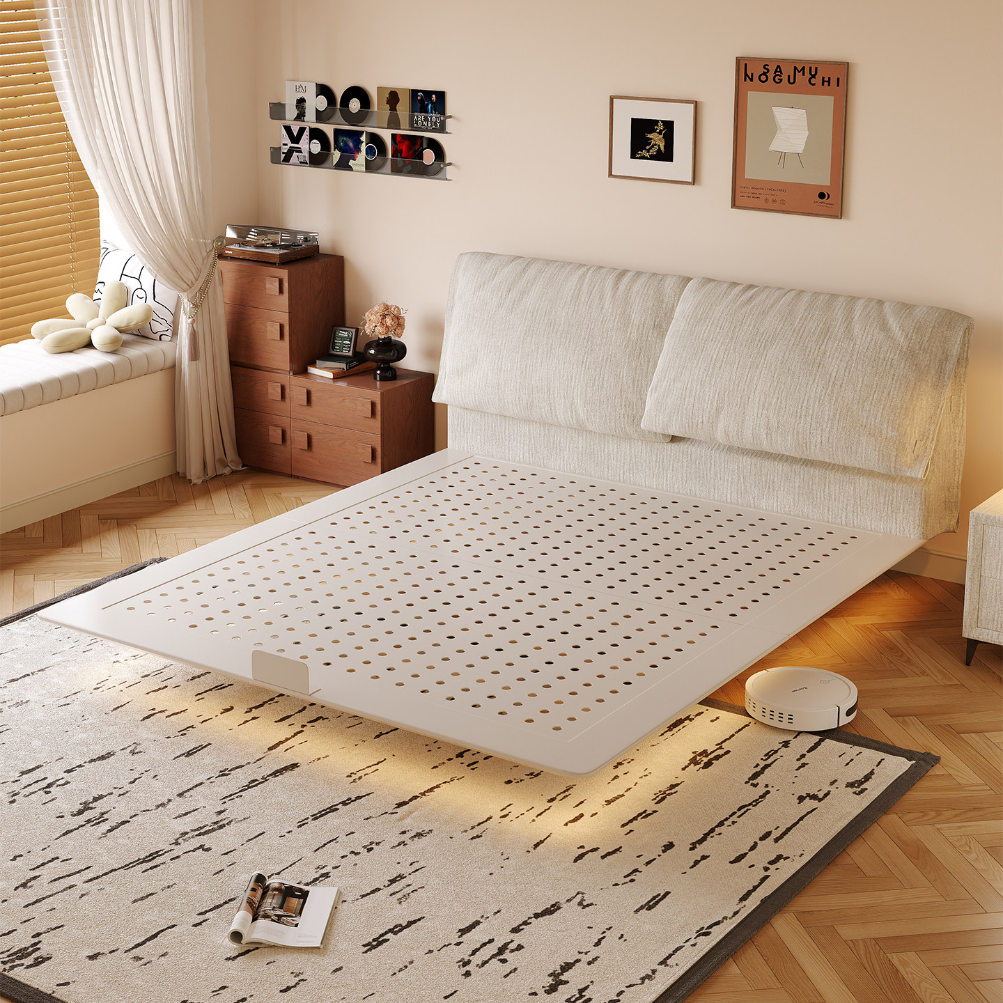 大象耳朵悬浮床2026新款主卧可拆洗布艺床碳素钢铁艺床1米8双人床