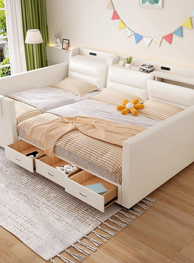 亲子床二胎家庭床主卧一家三四口超大床3米加宽子母榻榻米拼接床