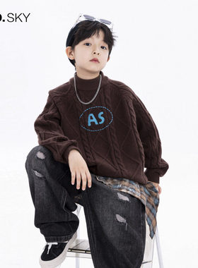 韩国AS品牌正品男童秋冬韩系高领打底毛衣2025新款儿童加厚针织衫