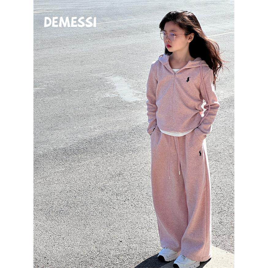 韩国DEMESSI女童卫衣套装春秋2025新款洋气炸街女大童运动服秋装