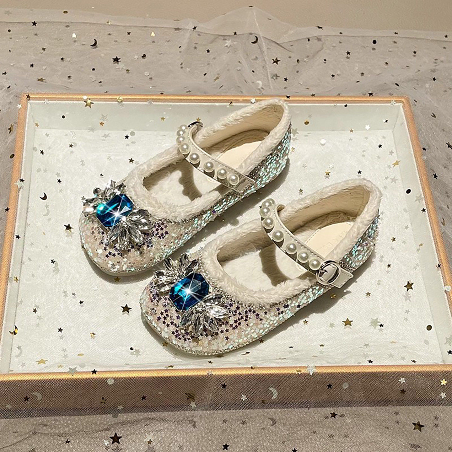 法国Uamtor女童公主棉鞋2025秋冬季新款新年儿童水钻加绒百搭单鞋,童鞋/婴儿鞋/亲子鞋,水晶/水钻鞋,淘宝优惠券,粉丝福利购,淘宝优惠卷