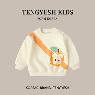 韩国TENGYESH儿童卫衣春秋季小童春装男童上衣洋气女童内搭打底衫