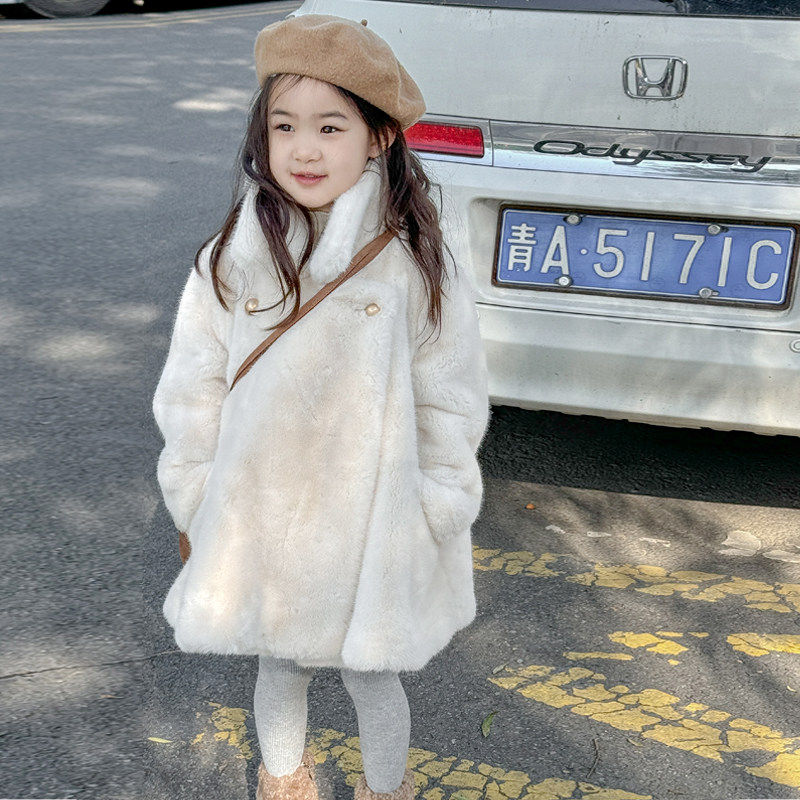 韩国Uamtor女童大衣2025新款冬季洋气时髦韩版水貂绒皮草保暖外套,童装/婴儿装/亲子装,皮草/仿皮草,淘宝优惠券,粉丝福利购,淘宝优惠卷