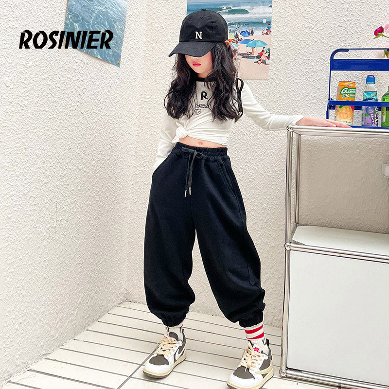 韩国ROSINIER女童裤子春秋2026新款女孩中大童运动裤儿童春季卫裤