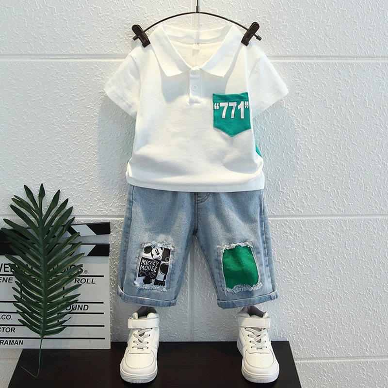 法国Uamtor男童夏季短袖套装2026新款宝宝洋气酷帅衣服两件套