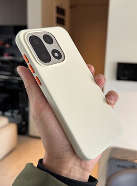 索哲适用于一加15手机壳简约白色粗磨砂防指纹保护套1+15大孔岩砂强磁吸充电一加15全包防摔撞色独立金属按键