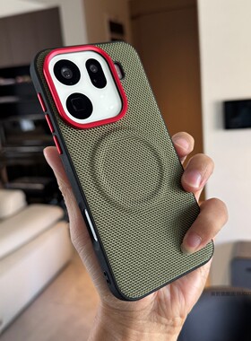 索哲适用于oppofindx9pro手机壳小众男士款oppo军绿色科纳纹磁吸保护套findx9金属镜头按键x8s+全包防摔ultra