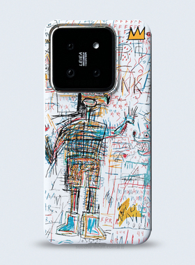 适用于小米14手机壳男女新款mi14个性创意欧美风艺术涂鸦小米14pro白色半包超薄磨砂硬壳保护套13pro镜头不包