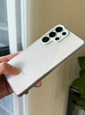 索哲适用于三星s25ultra手机壳透明PC材质硬保护套s24ultra全包超薄s23ultra小众个性创意浅绿色镜头s25+轻薄