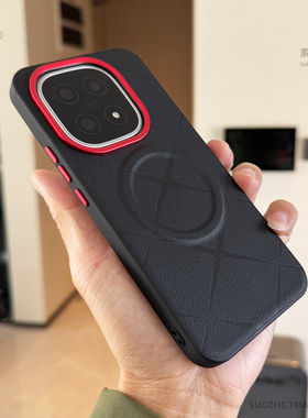 索哲适用于iqoo15手机壳黑色素皮压花保护套iqoo15ultra全包耐脏防摔软边磁吸z11turbo防指纹手汗z10金属镜头