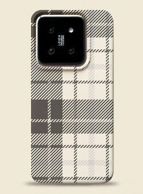 适用小米14手机壳新品14pro男女款文艺个性布纹格子mi13白色超薄防摔软胶保护套红米k60镜头不包苹果15promax