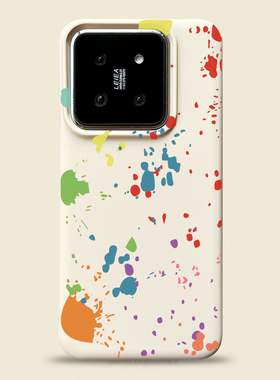 适用小米14手机壳新款14pro男女个性创意国潮艺术泼墨涂鸦mi13白色超薄保护套红米k60镜头不包苹果15promax软