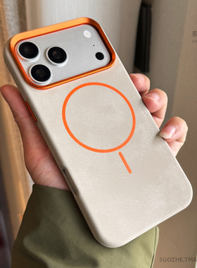 索哲适用于苹果17promax手机壳个性创意撞色金属镜头iPhone16pro内置磁吸air钛灰色大象皮纹防滑15全包肤感43