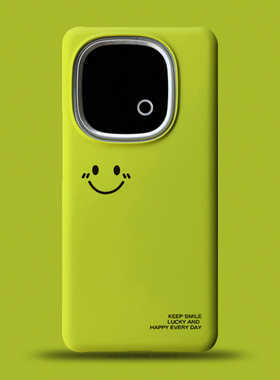 适用于iqoo13手机壳vivo新款爱酷13男女小众简约个性创意ins风笑脸英文iQOO12pro高级感黄绿色半包超薄磨砂11