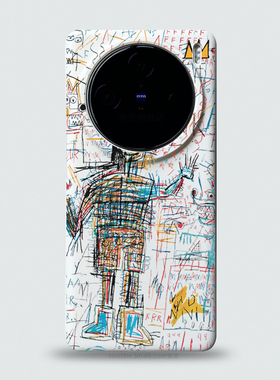 适用于vivox200pro手机壳vivo新款x100s男女小众个性欧美风艺术涂鸦x100ultra白色半包超薄磨砂保护套x90大孔