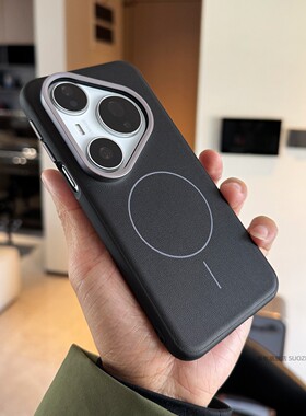 索哲适用于华为pura80pro手机壳小众男士款黑色素皮强磁吸保护套p70系列全包耐脏防摔pro+金属按键镜头ultra