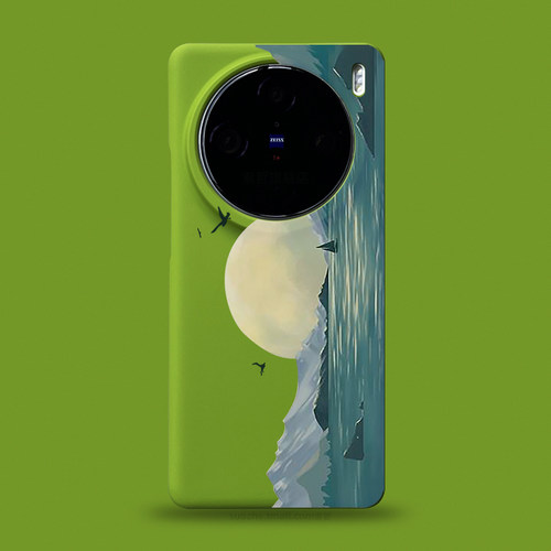 适用于vivox200pro手机壳新款男女x100ultra文艺唯美个性油画风景x100s芥末绿半包超薄磨砂保护套x90镜头不包