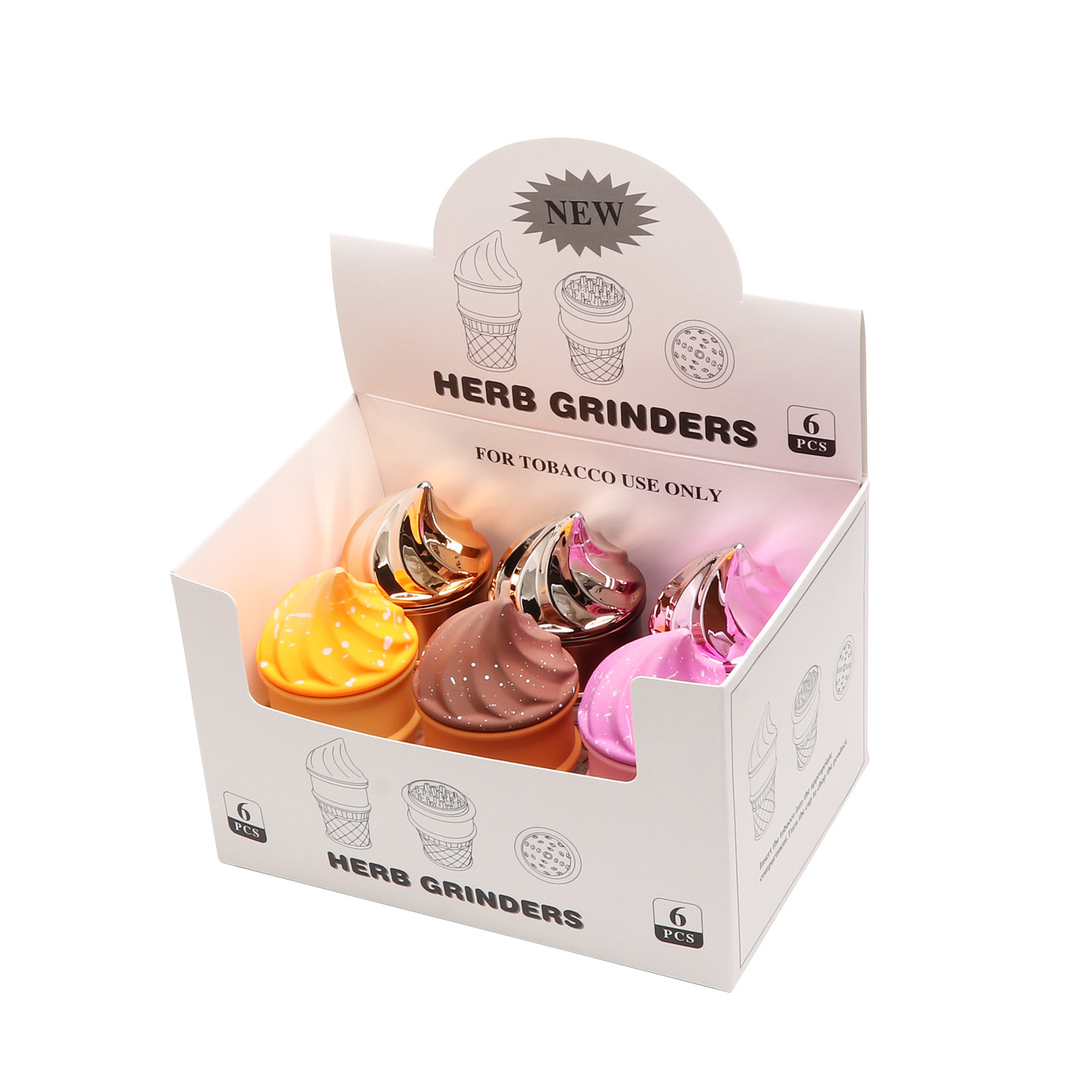 冰淇淋磨烟器直销4层锌合金ABS研磨器创意造型烟丝磨烟器