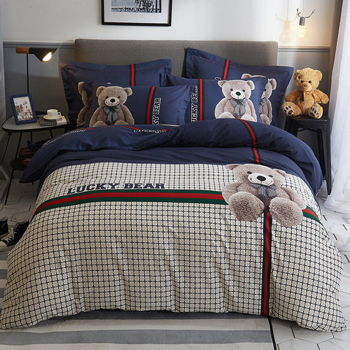 100%全棉四件套纯棉卡通磨毛床品