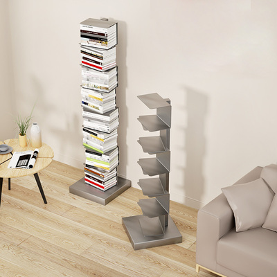 不锈钢网红北欧隐形书架落地简易转角置物架创意客厅铁艺小型书柜