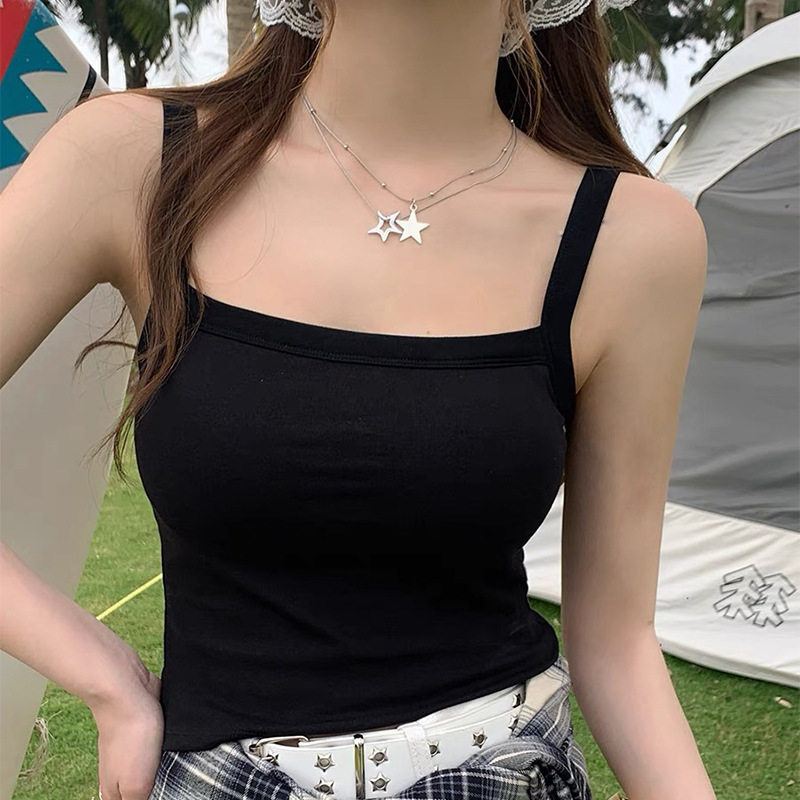 纯棉美背内衣吊带背心一体式文胸薄款抹胸内搭带胸垫裹胸方领外穿