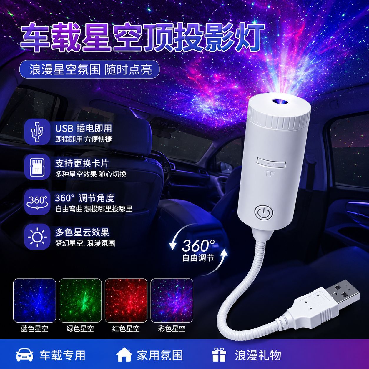 厂家现货网红USB插卡投影