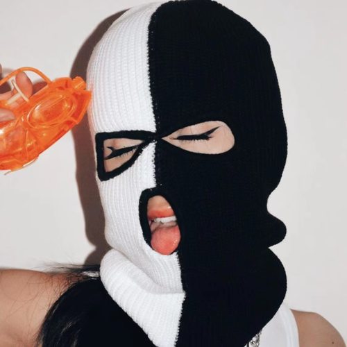 秋冬季新款保暖三孔双色针织帽男女网红csgo帽子护颈骑行帽