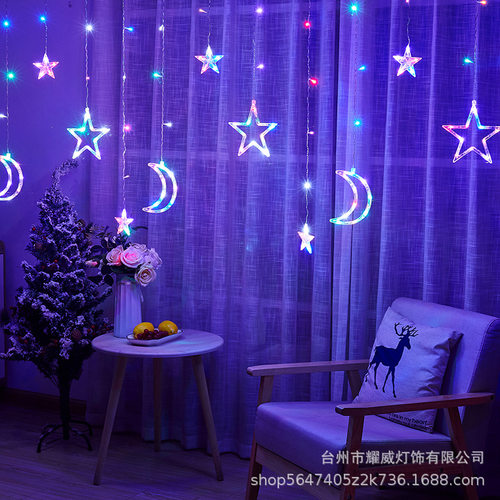 LED窗帘灯星月灯网红卧室房间装饰彩灯串春节节日挂饰星星串灯