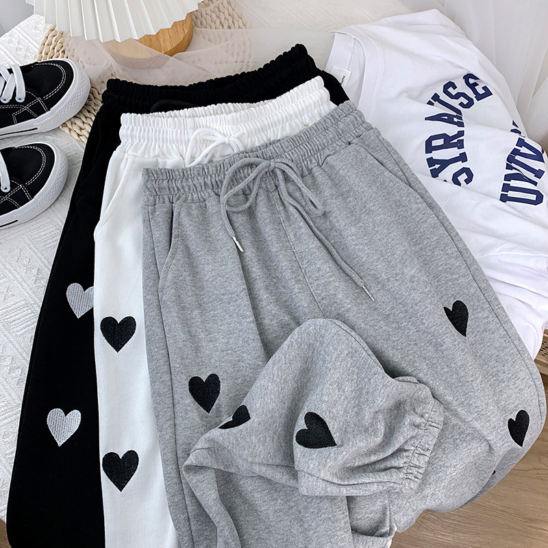 爱心印花灰色束脚运动裤女欧洲站美式哈伦卫裤春夏薄款阔腿休闲裤|ruв категории Женская одежда, юбка - от Buy2taobao.com для оказания профессиональной услуги покупки агента Taobao