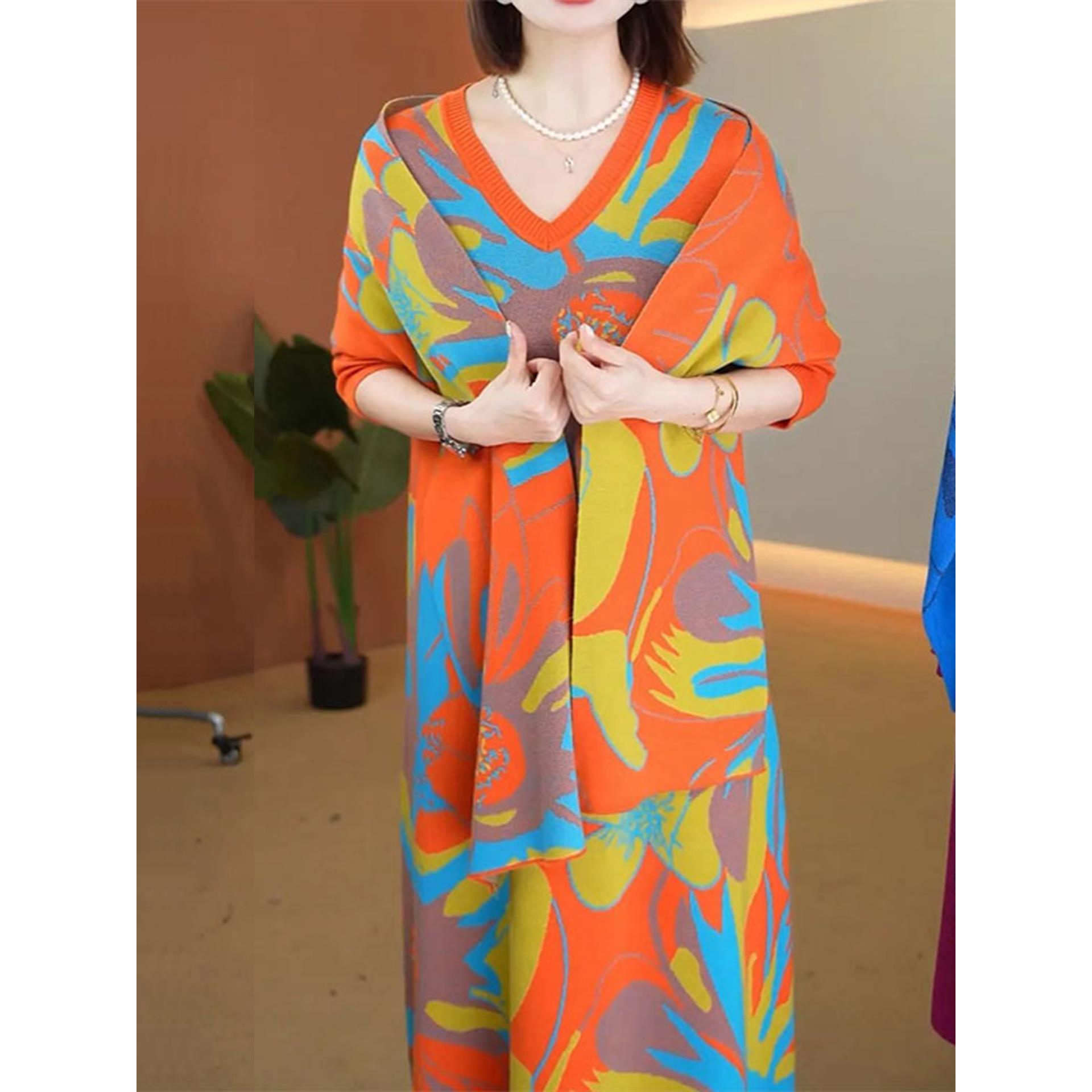 ROUMIKL围巾裙子两件套装针织衫连衣裙女秋冬配大衣中长款过膝毛