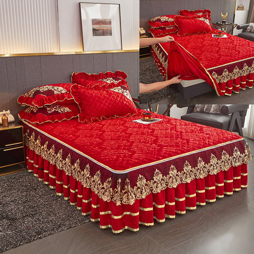 纺如人生床笠式床裙加厚可拆洗