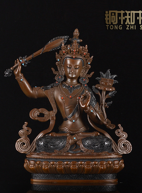 纯铜佛像文殊菩萨摆件工艺品