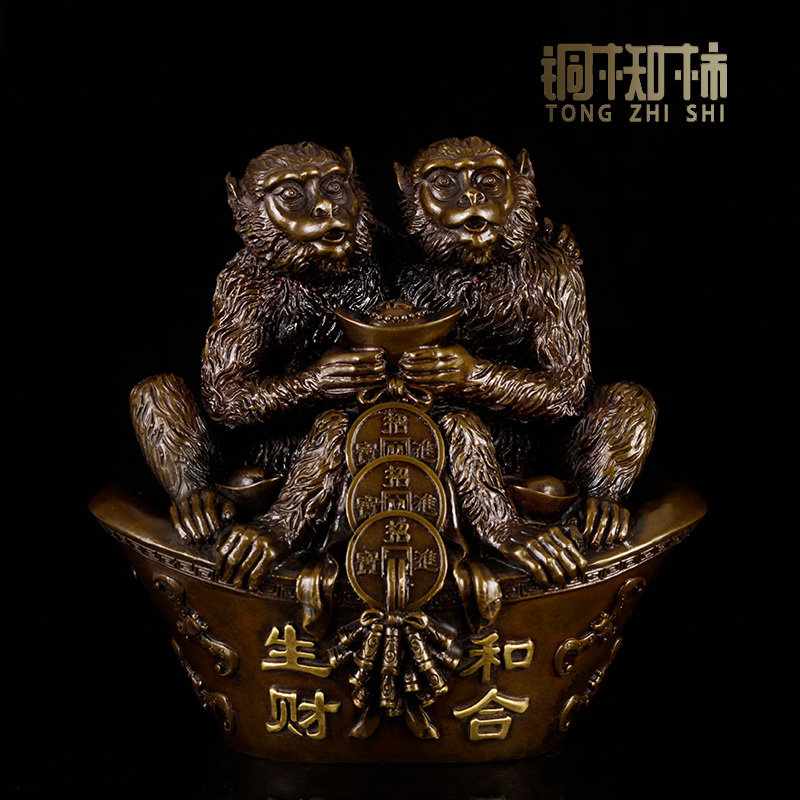 和气生财猴子书桌乔迁开业礼品