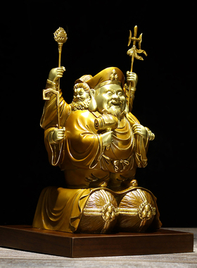 彩绘纯铜大黑天财神佛像工艺品