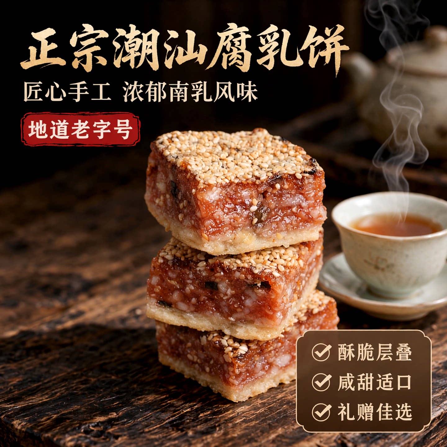 潮汕特产腐乳葱油饼老字号鸡仔饼广式南乳饼老式传统糕点广东特产