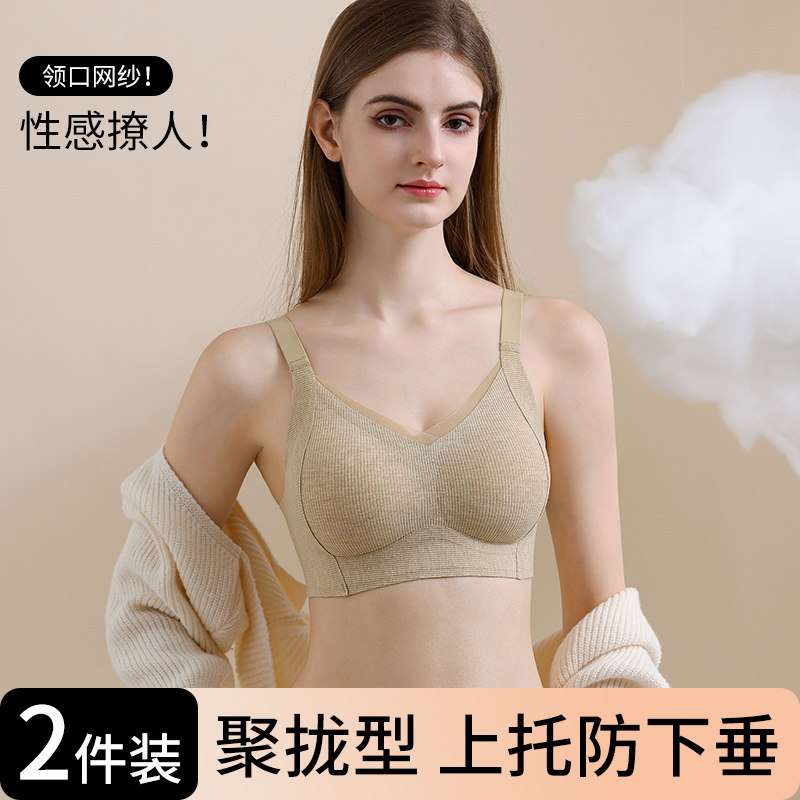 提拉内衣女士聚拢防下垂2024秋冬新款上托无痕收副乳背心式文胸罩