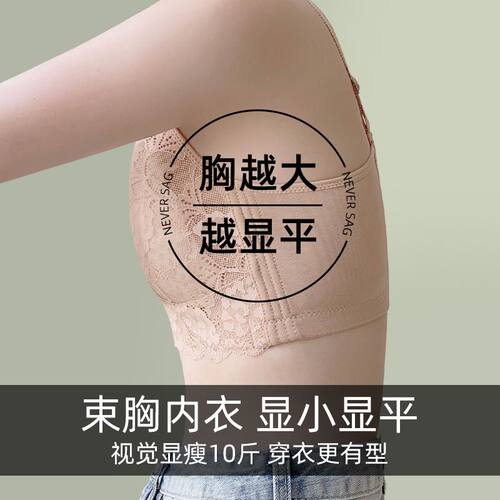 轻薄款大胸显小文胸夏纸片人内衣