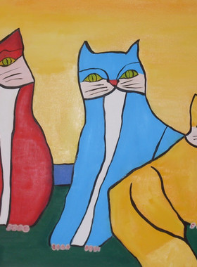 K629【巴西】（Aldemir Martins）卡通风格油画图片美术临摹图库