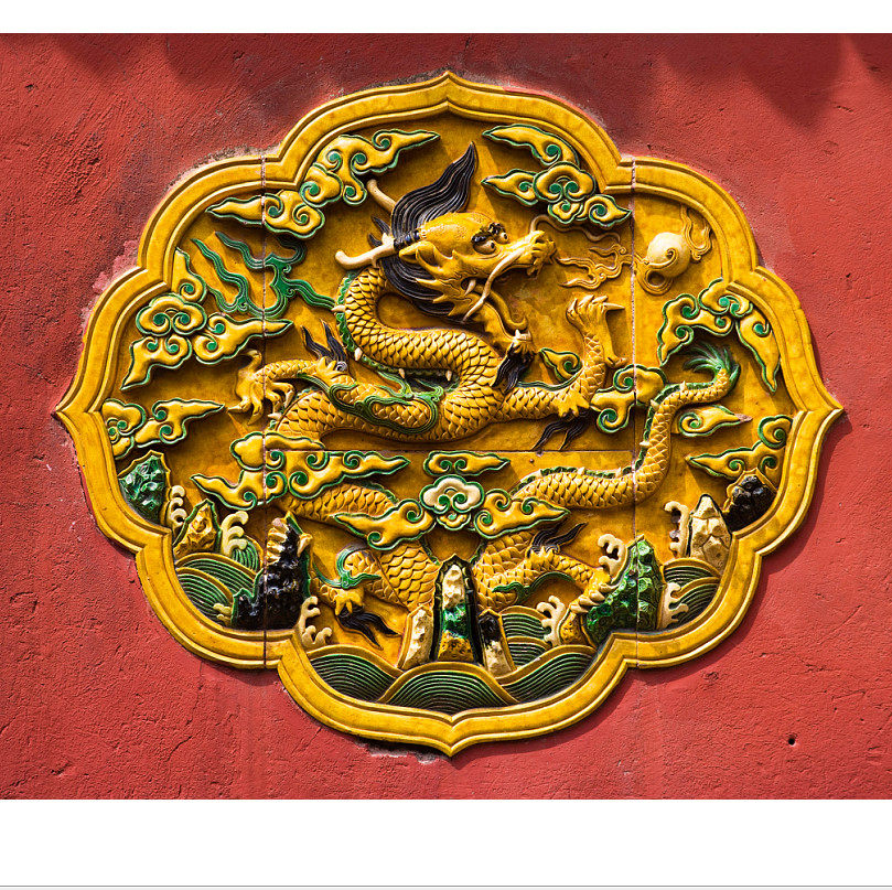 hq471九龙壁纹样局部特写超高清喷绘印刷装饰画图库