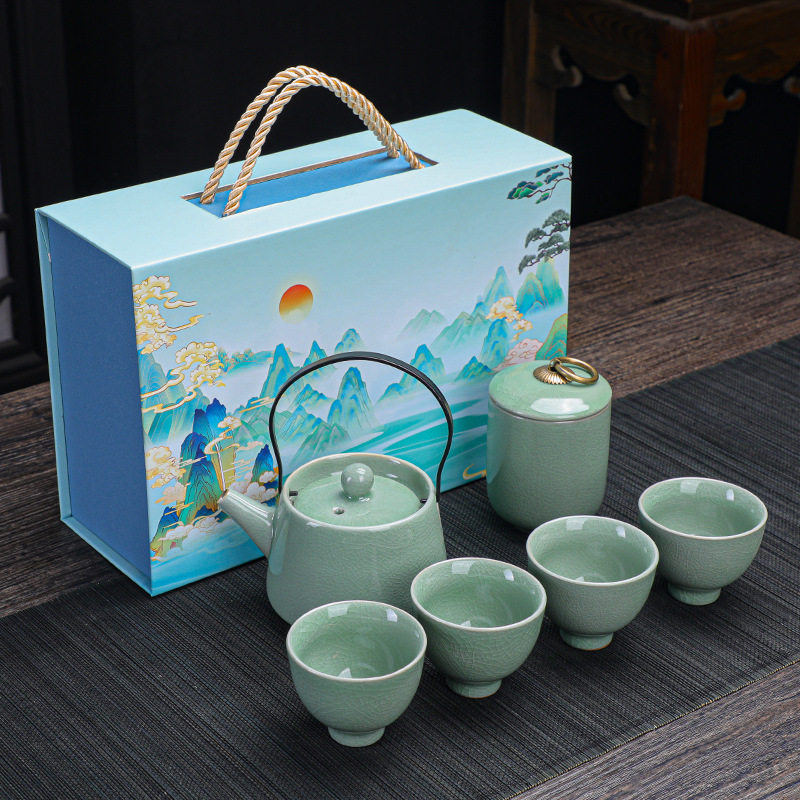 哥窑茶具套装家用轻奢中