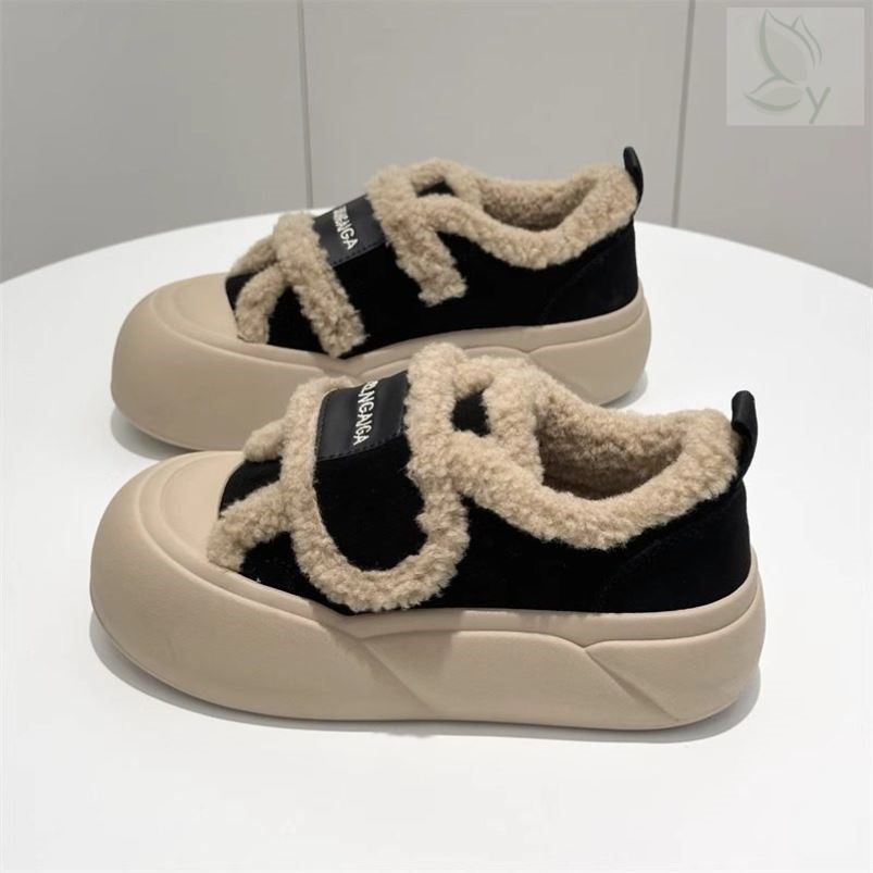 松糕底魔术贴棉鞋女冬加绒加厚2025冬季新款一脚蹬乐福鞋面包鞋潮,女鞋,休闲板鞋,淘宝优惠券,粉丝福利购,淘宝优惠卷