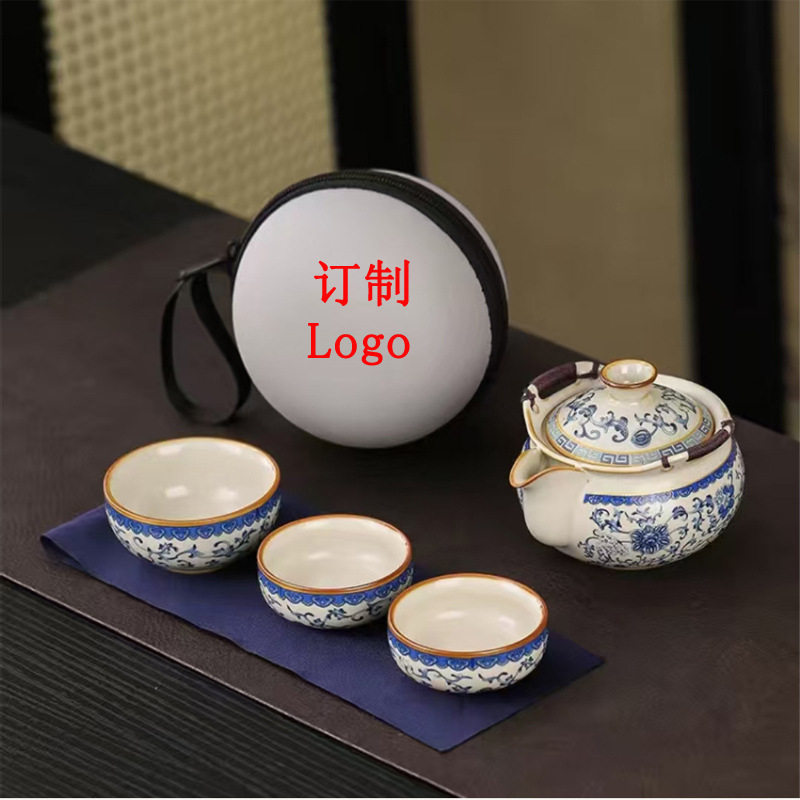 汝窑青花手抓壶三杯旅行