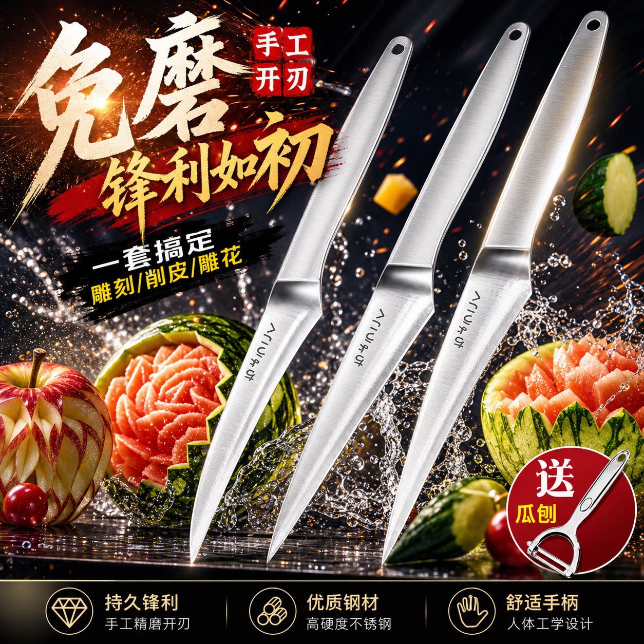 德国食品雕刻刀主刀弯刀