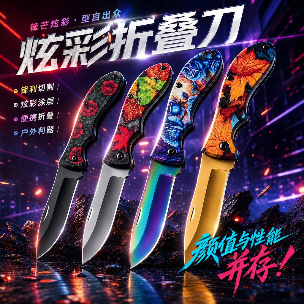 炫彩折叠刀户外水果刀便携